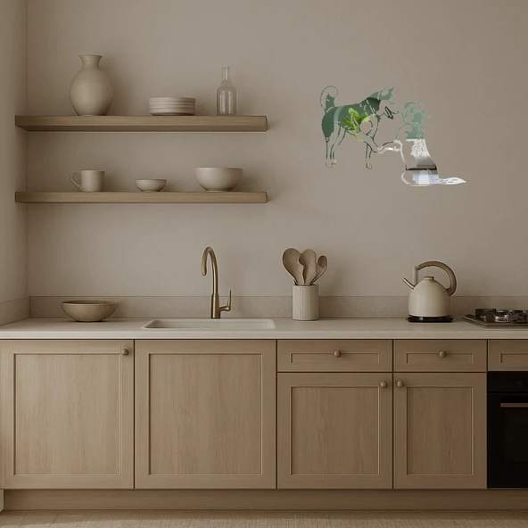 Oyun Oynayan Köpekler  Dekoratif Aynalı Tablolar Seti - Resim 3