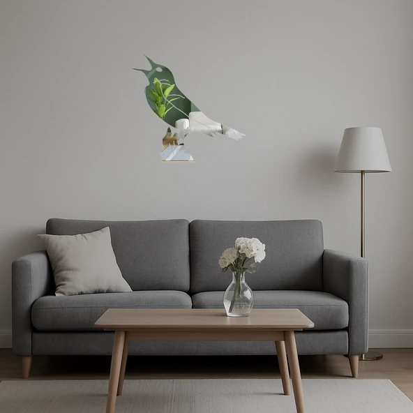 Doğal Dokunuş: Daldaki Kuş  Aynalı Tablo - Resim 5