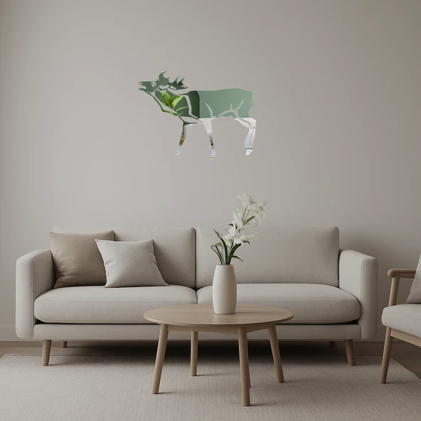 Geyik ve Doğa Temalı Dekoratif İç Mekan Aynalı Tablosu ürün görseli