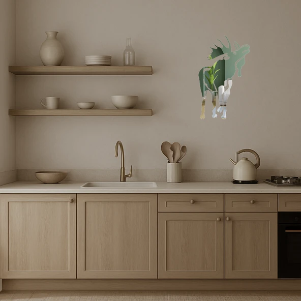 Doğanın Zarafeti Geyik Dekoratif Aynalı Tablo - Resim 3