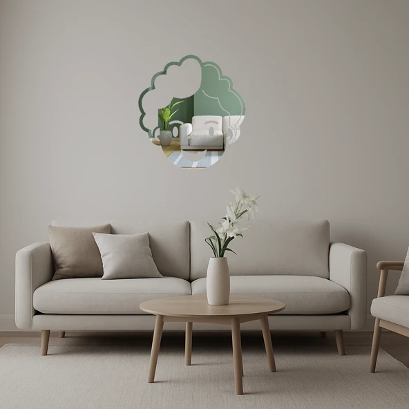 Modern Sanat Kadın Yüzü Dekoratif Duvar Aynalı Tablosu ürün görseli