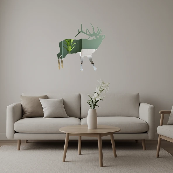 Minimalist Geyik Silueti Aynalı Tablo ürün görseli