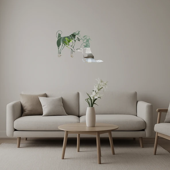 Oyun Oynayan Köpekler  Dekoratif Aynalı Tablolar Seti ürün görseli