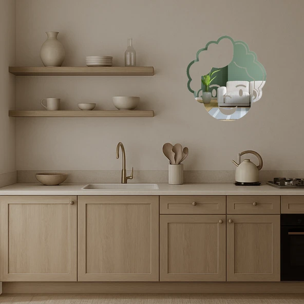 Modern Sanat Kadın Yüzü Dekoratif Duvar Aynalı Tablosu - Resim 3