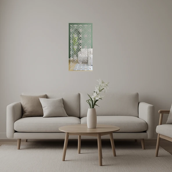 Modern Dekoratif Çiçek ve Abstrakt Aynalı Tablo ürün görseli