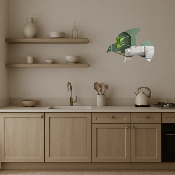 Kanat Çırpan Kuş  Sanat Aynalı Tablosu - Resim 3