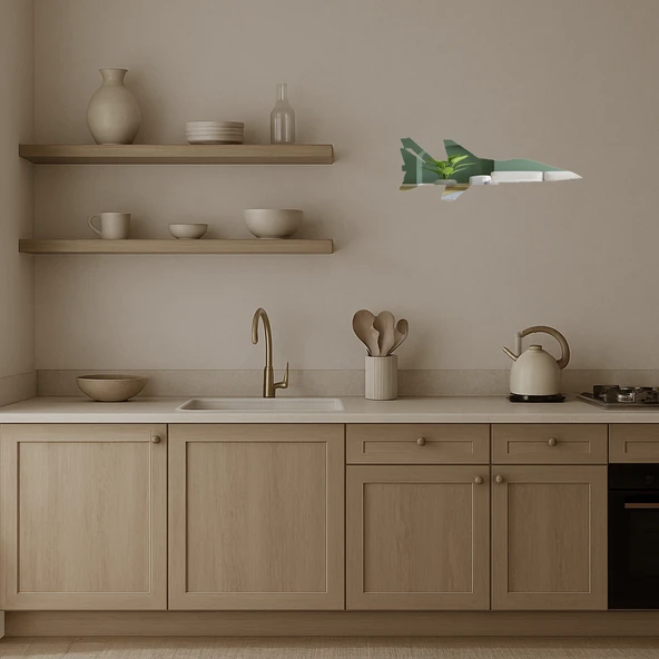 Uçak Temalı Dekoratif Aynalı Tablo - Model 25 - Resim 2