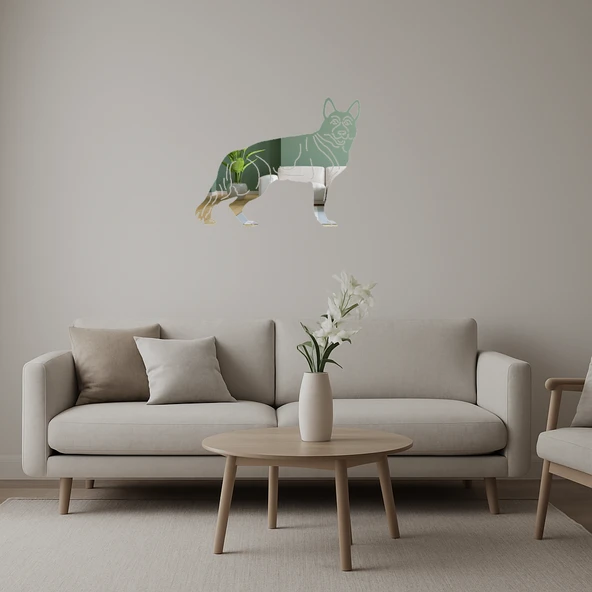 Renkli Köpek Dostlar Dekoratif Aynalı Tablo ürün görseli