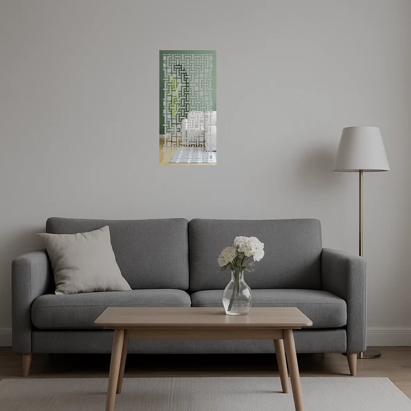 Modern Çiçek Desenli Dekoratif Aynalı Tablo - Resim 5