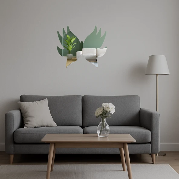 Modern Kelebek Tasarımlı  Sanat Aynalı Tablosu - Resim 5