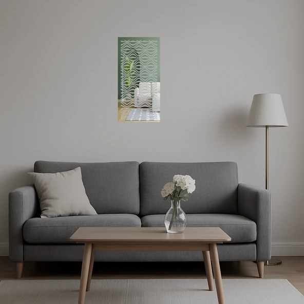 Minimalist Çizgilerle  Dekoratif Aynalı Tablo - Resim 5
