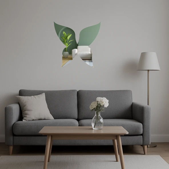 Modern Kelebek Motifli  İç Mekan Aynalı Tablosu - Resim 5