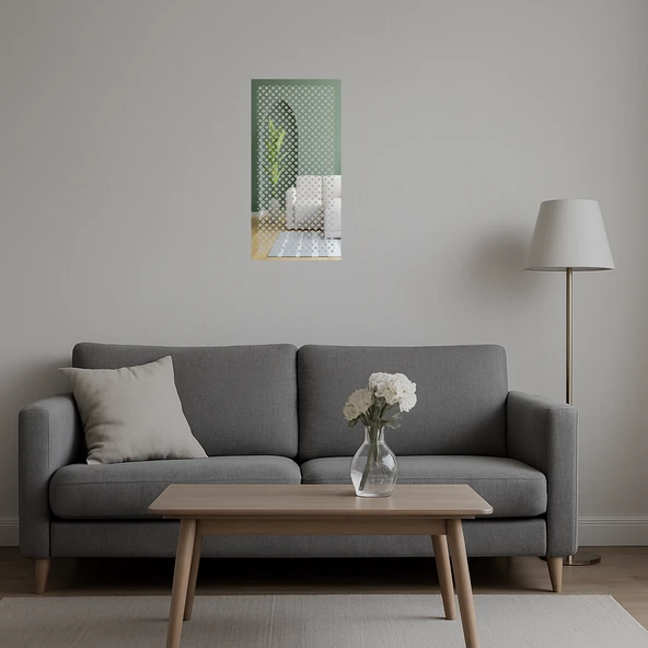 Modern Çiçek ve Abstrakt Aynalı Tablo - Resim 5