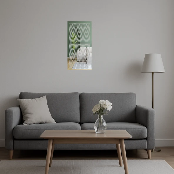 Modern Çiçek Desenli  Duvar Aynalı Tablosu - Resim 5