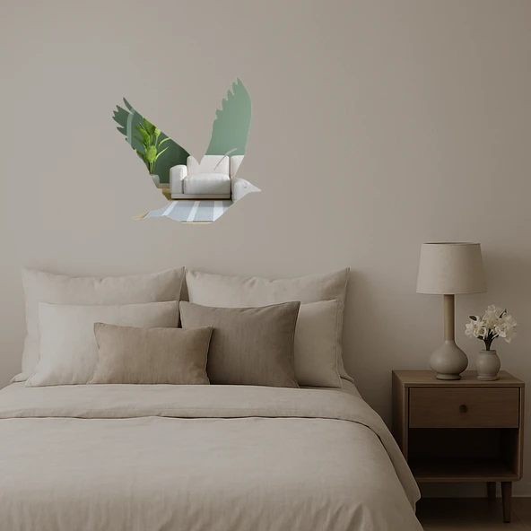 Özgürlük Temalı Uçan Kuş  Aynalı Tablo - Resim 2