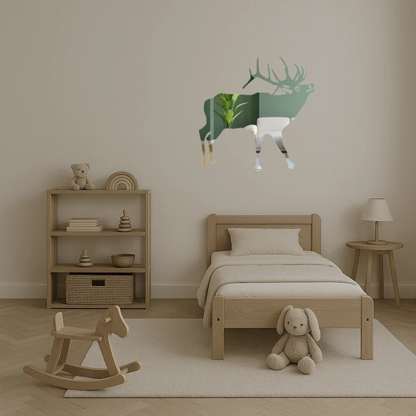 Minimalist Geyik Silueti Aynalı Tablo - Resim 4