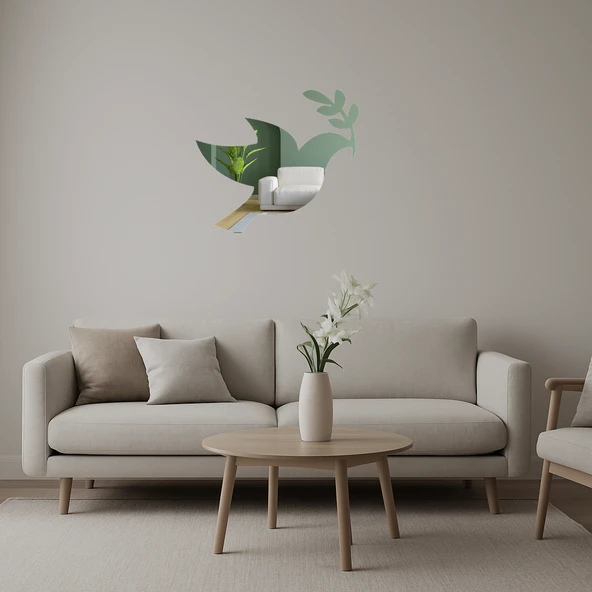 Barış Güvercini ve Zeytin Dalı Dekoratif Aynalı Tablo ürün görseli