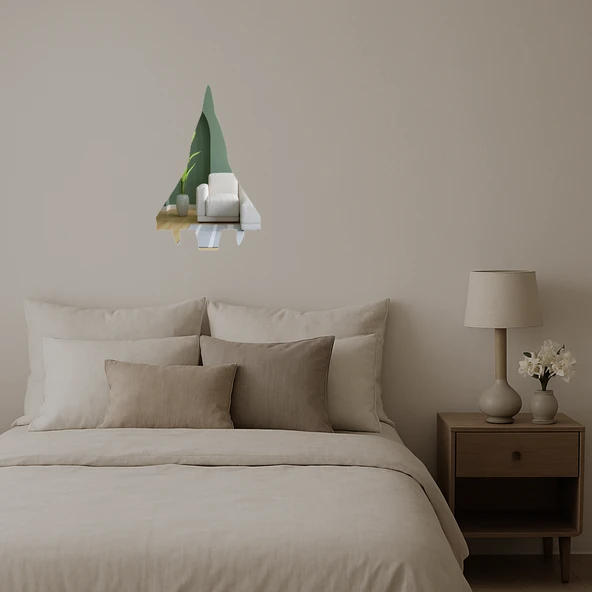 Geometrik Uçak Figürlü Duvar Sanatı - Resim 2