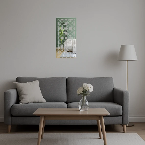 Abstrakt ve Çiçek Desenli Dekoratif Aynalı Tablo - Resim 4