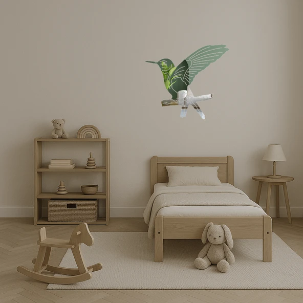 Kuş Ailesi Dekoratif Aynalı Tablo - Aile ve Birliktelik - Resim 3