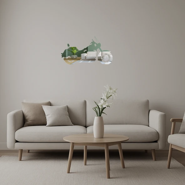 Klasik Motosiklet Dizaynlı  Dekoratif Aynalı Tablo ürün görseli