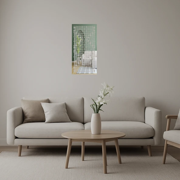 Modern Çiçek Desenli Dekoratif Aynalı Tablo ürün görseli