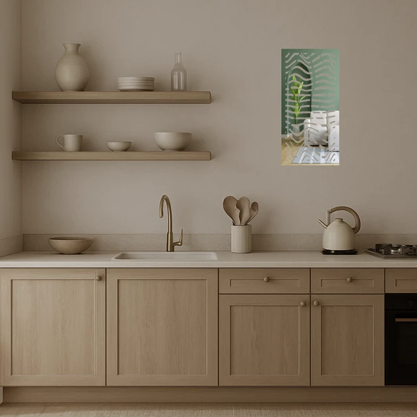 Abstrakt Desenli  Dekoratif Aynalı Tablo - Resim 4