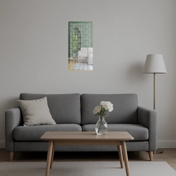 Modern Çiçek ve Geometrik Desenli  Duvar Sanatı - Resim 5