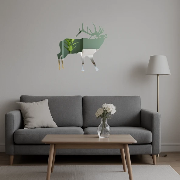 Minimalist Geyik Silueti Aynalı Tablo - Resim 5