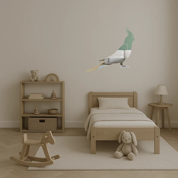 Sultan Papağanı Motifli Dekoratif Aynalı Tablo - Resim 4