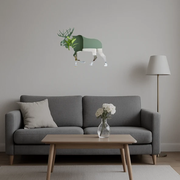 Orman Temalı Geyik Duvar Aynalı Tablosu - Resim 5