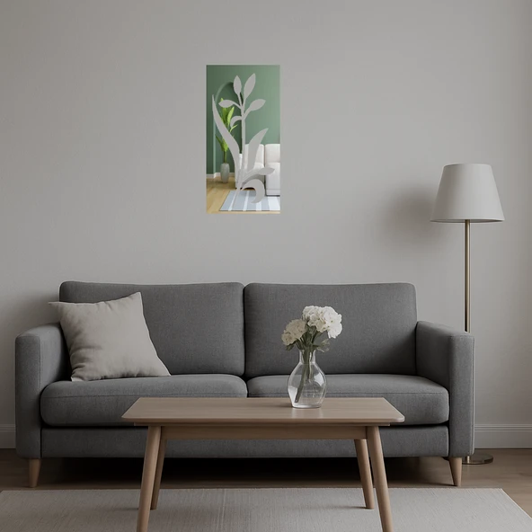 Abstract Çiçek Desenli  Dekoratif Aynalı Tablo - Resim 2