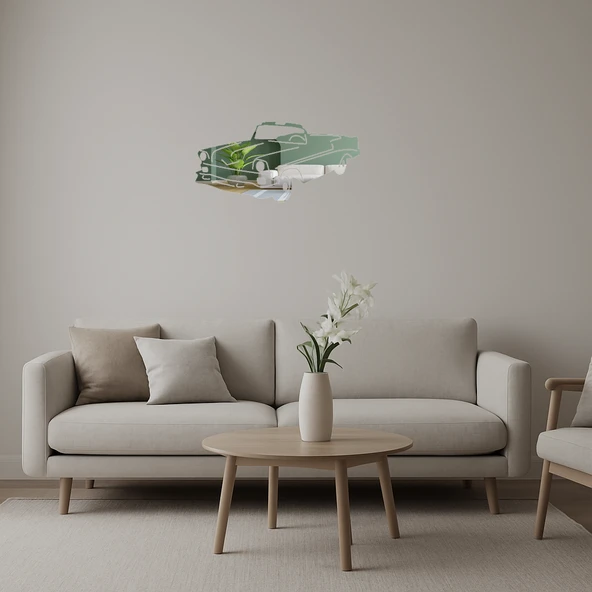 Nostaljik Araba Tasarımlı  Dekoratif Aynalı Tablo ürün görseli