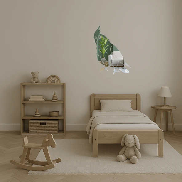 Renkli Kuşlar Dekoratif Aynalı Tablo - Canlı Renkler - Resim 5