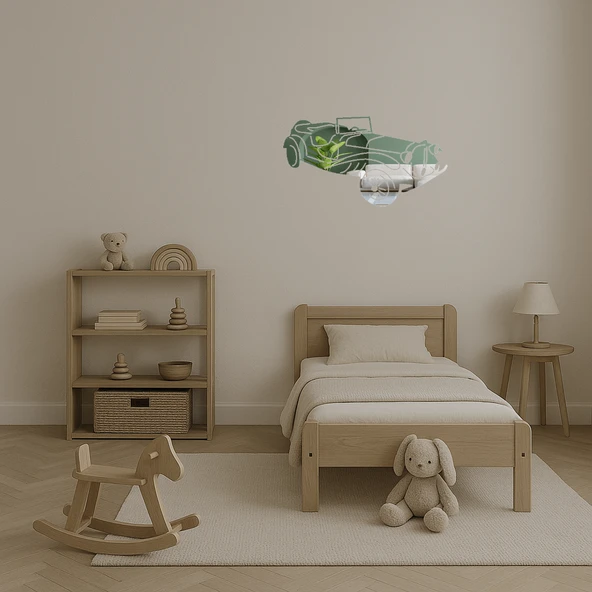 Klasik Otomobil Temalı Dekoratif  Duvar Aynalı Tablosu - Resim 4