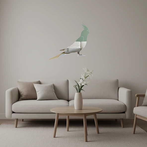 Sultan Papağanı Motifli Dekoratif Aynalı Tablo ürün görseli