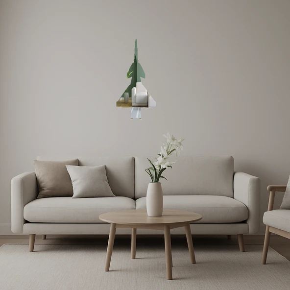 Sanatsal Uçak Figürlü Dekoratif Aynalı Tablo ürün görseli