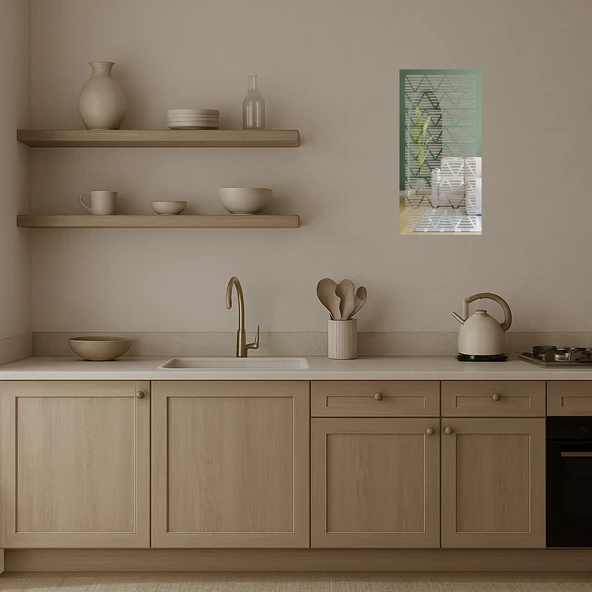 Modern Çiçek Desenli  Aynalı Tablo - Resim 4