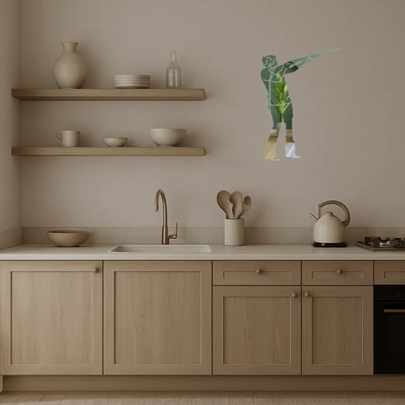 Silahlı Kız Temalı Dekoratif Aynalı Tablo - Resim 3