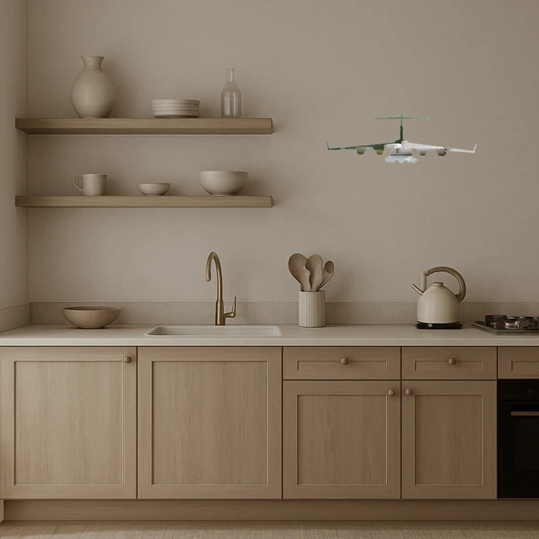 Geometrik Uçak Dekoratif Aynalı Tablo - Resim 3