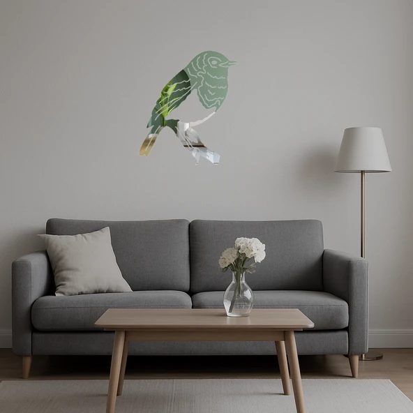 Egzotik Kuşlar Dekoratif Aynalı Tablo - Tropikal Esinti - Resim 5