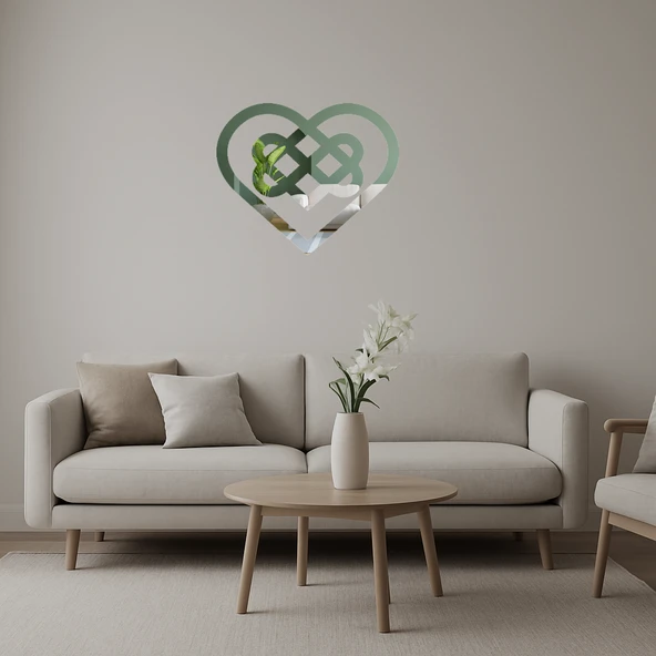 Minimalist Kalp Desenli  Aynalı Tablo ürün görseli