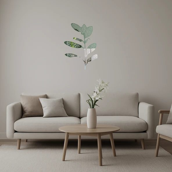 Soyut Yaprak Desenli  Dekoratif Aynalı Tablo ürün görseli