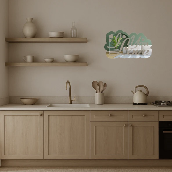 I Love You Kalp Motifli  İç Mekan Aynalı Tablosu - Resim 3