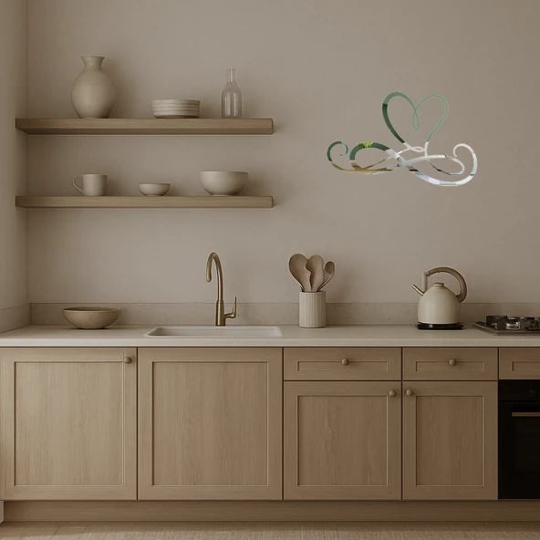 Sonsuzluk ve Kalp Temalı Dekoratif Aynalı Tablo - Resim 3