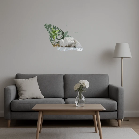 Zarif Kelebek Desenli Dekoratif Duvar Aynalı Tablosu - Resim 5