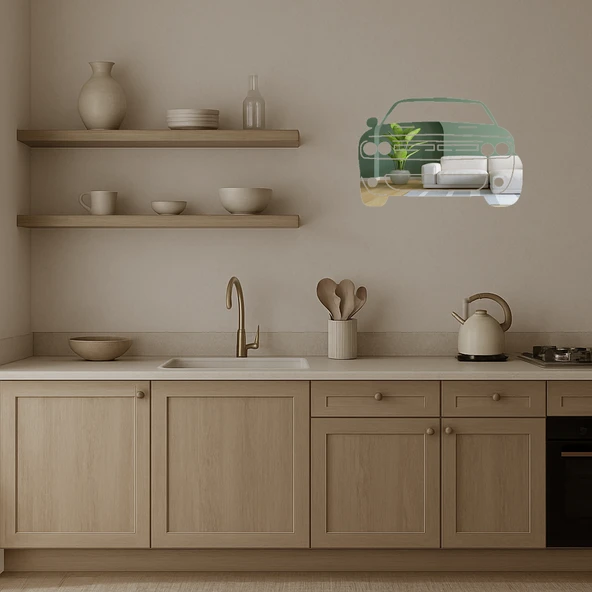 Klasik Muscle Car Dekoratif Aynalı Tablo - Resim 3