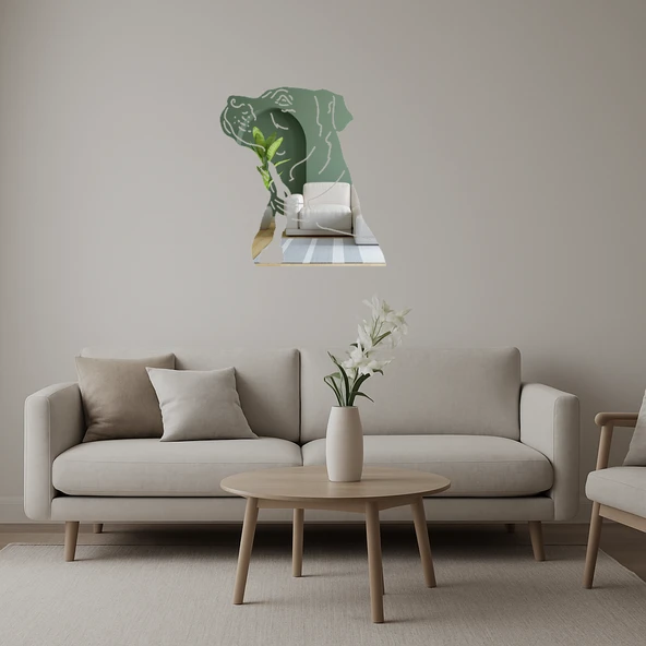 Köpek Yüzü Motifli Dekoratif Aynalı Tablo ürün görseli