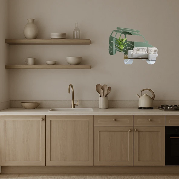 Klasik Jeep Desenli  Aynalı Tablo - Resim 3