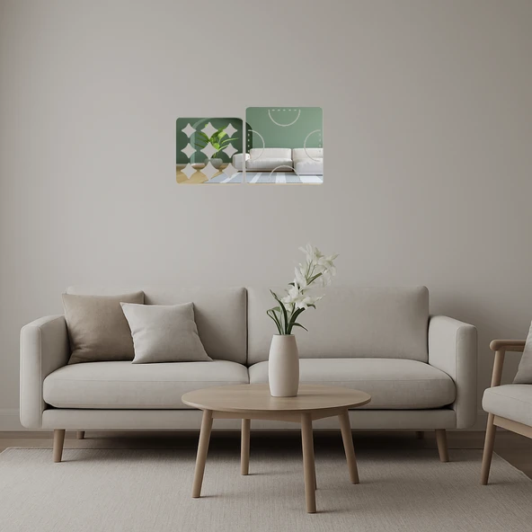 Minimalist Geometrik Desenli Dekoratif Aynalı Tablo ürün görseli
